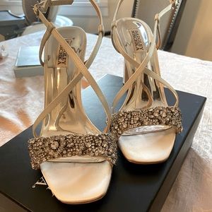 Badgkey Mishka - Size 8.5 - Elana White Satin Heel